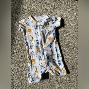 Baby short zipper onesie gender neutral animal print